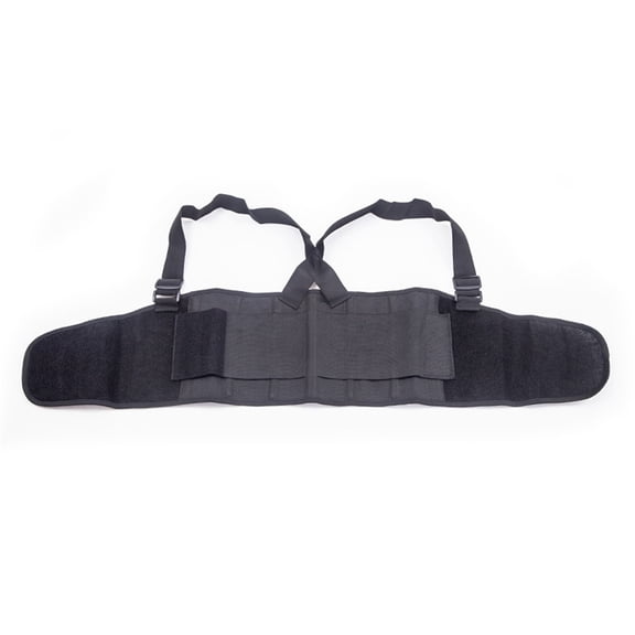 Care Back Brace for Work with Suspenders - Back Support Belt - Adjustable, Light, Breathable - Posture (Black, Size XL)