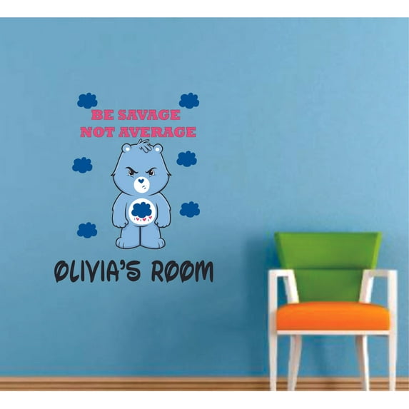 Care Bear Bears Savage Quote Cartoon Customized Wall Decal - Custom Vinyl Wall Art - Personalized Name - Baby Girls Boys Kids Bedroom Wall Decal Room Decor Wall Stickers Decoration Size (10x8 inch)
