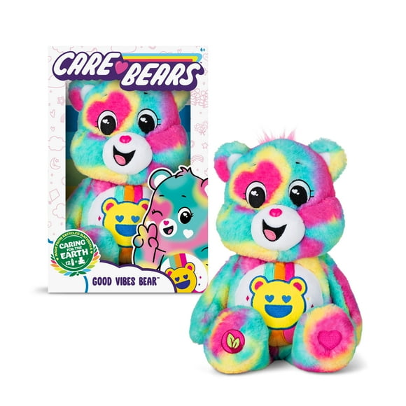 Care Bears 14" Good Vibes Bear Plushie, Ages 4+, Super Soft and Cuddly