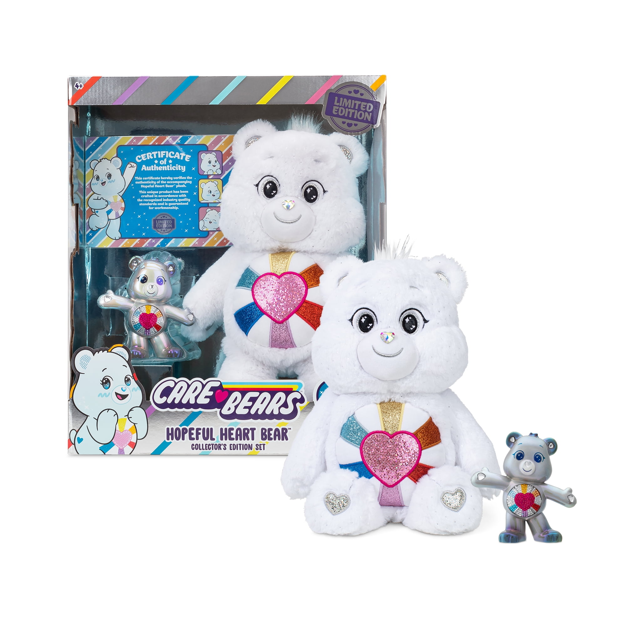 Care Bears 14 Hopeful Heart Bear and 5 Collectible Hopeful Heart Bear - Special Collector Limited Edition.