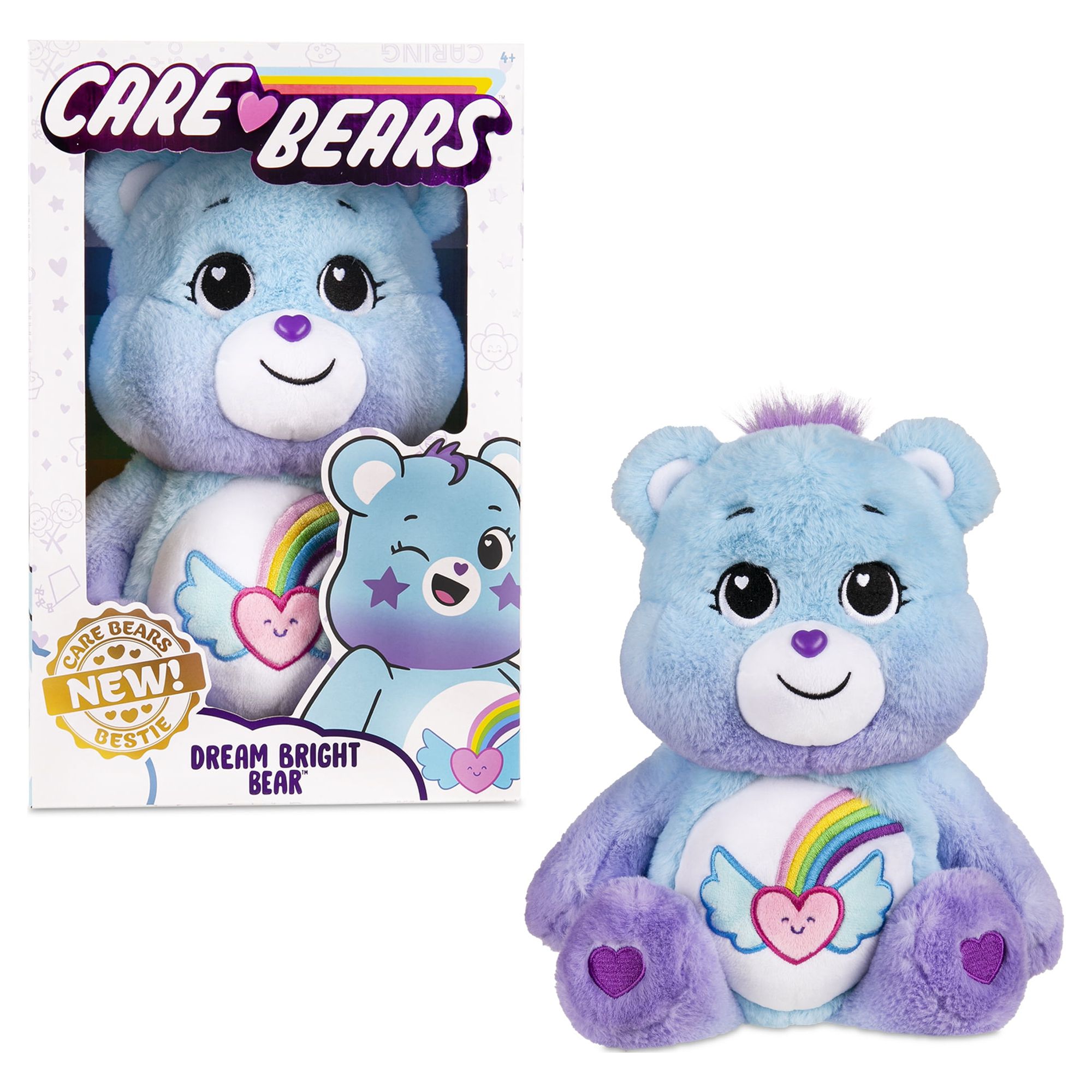 Care Bears 22488 Dream Bright Bear - Peluche Con Lustrini 22 Cm, Orso Luminoso Arcobaleno, Morbido, Collezione
