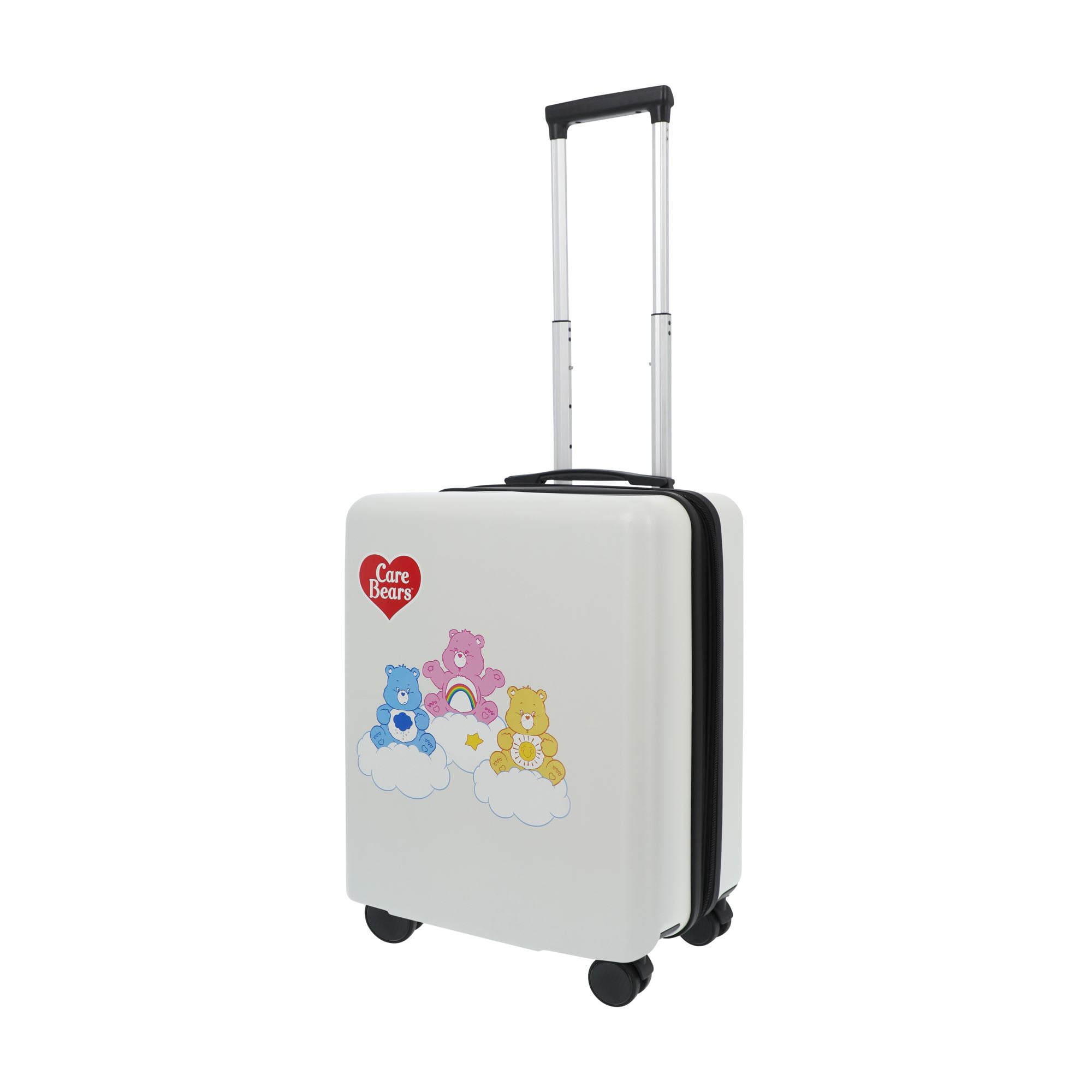 Care Bears 22.5 Inch Carry On Luggage, Cheer Bear, Funshine Bear, and Grumpy Bear Hardshell Rolling Suitcase with Spinner Wheels, White