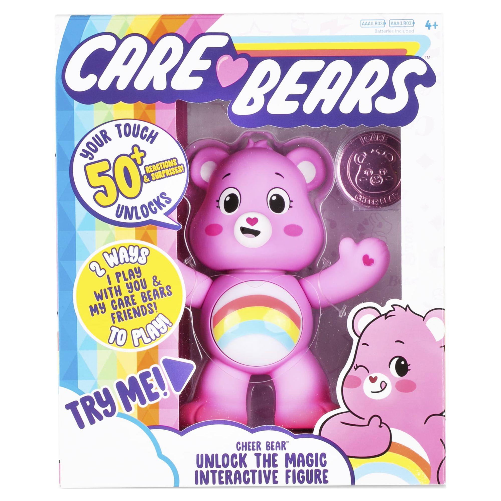 Care Bears - 5" Interactive Figure - Cheer Bear - 50+ Reactions & Surprises! - Ages 4+ - image 1 of 14