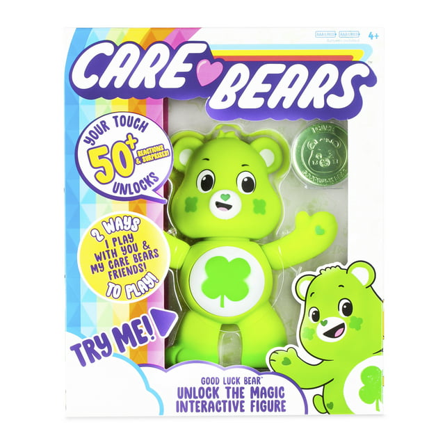 Care Bears - 5" Interactive Figure - Good Luck Bear - Your Touch Unlocks 50+ Reactions & Surprises!