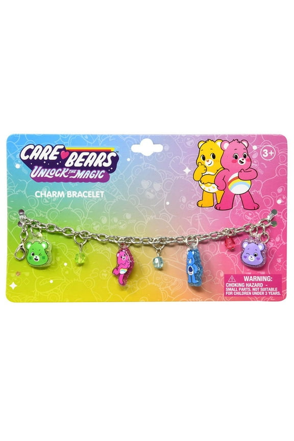 7" Charm Bracelet on Card with 4 Glitter charms and 3 beads on Card