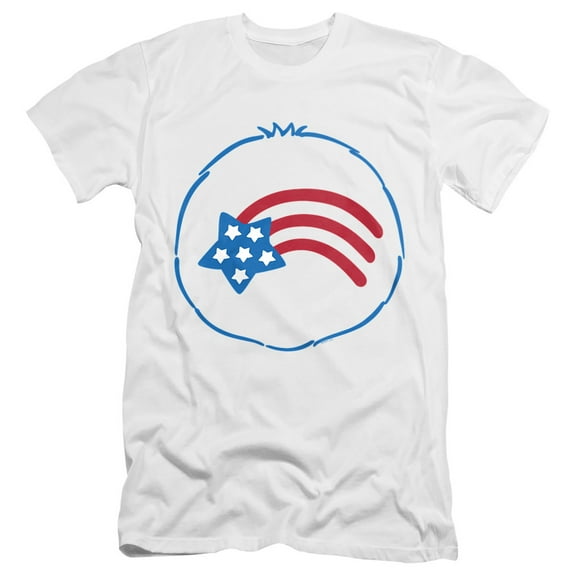 Care Bears America Cares Bear Belly Unisex Adult Canvas Brand T Shirt, White, 2X-Large