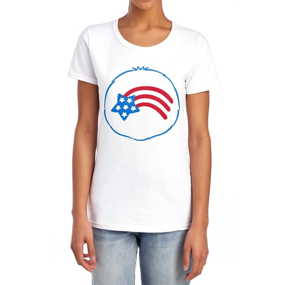 Care Bears America Cares Bear Belly Women's T Shirt, White, Small