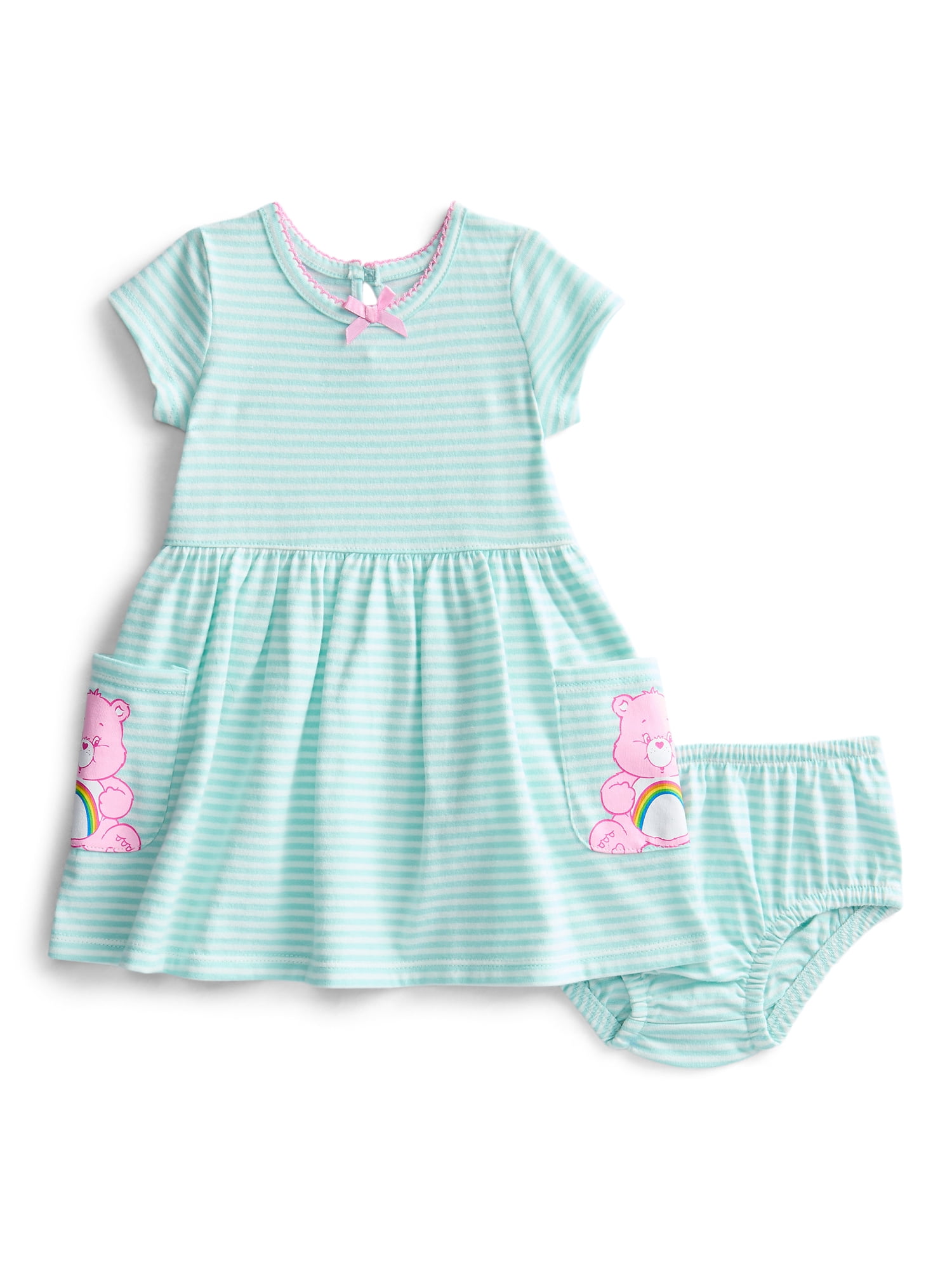Care Bears Baby Girl Print Dress with Matching Diaper Cover Set, 2-Piece, Sizes 0/3M-6/9M