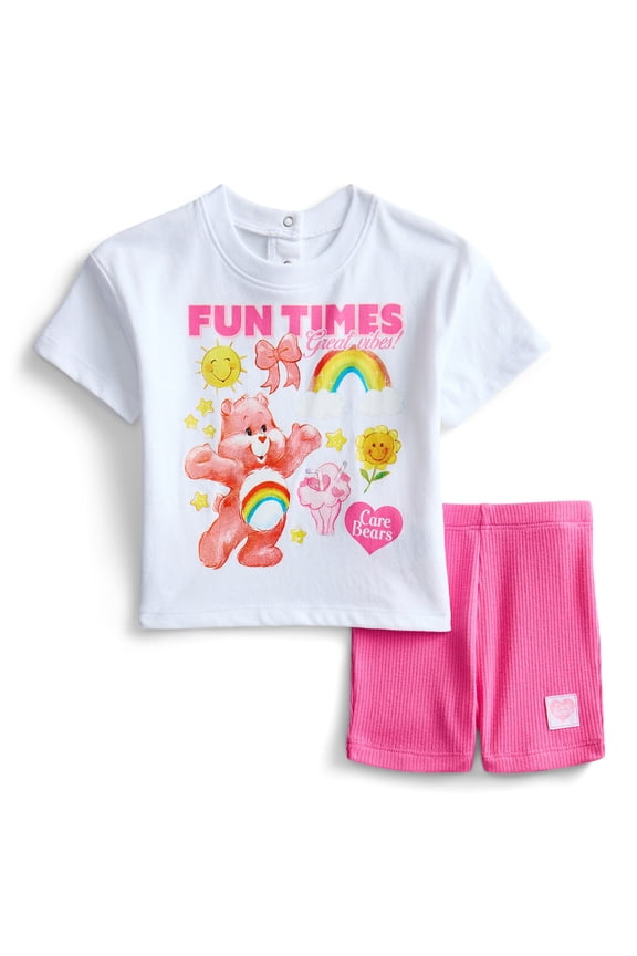 Care Bears Baby Girls Graphic Tee and Bike Shorts Set, 2 Piece, Sizes 0/3M-6/9M
