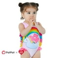 Care Bears Baby Girls Bikinis Swimsuit with Hat Rainbow Graphic Swimwear Ruffle Butts Bathing