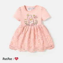 Care Bears Baby Girls Dresses Graphic CottonShort Sleeves Outfits with Mesh Dresses Newborn to Infant Sizes 3-18M