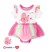 Care Bears Baby Girls Romper Graphic Rainbow Tutu Dresses Ruffle Sleeves Bodysuit Summer Outfits Sizes 0/3-18M