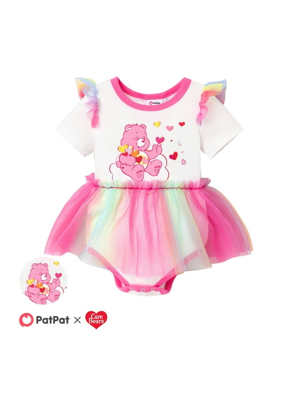Care Bears Baby Girls Romper Rainbow Tutu Dress Ruffle Heart Bodysuit Valentines Outfits Sizes 0/3M-18M