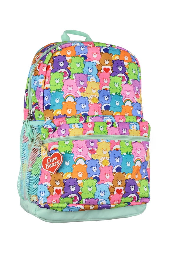 Care Bears Backpack All-Over Character Collage 16" Multipurpose Tote Book Bag with Adjustable Straps