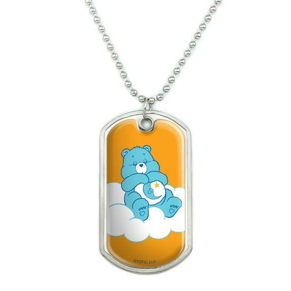 Care Bears Bedtime Bear Military Dog Tag Pendant Necklace with Chain