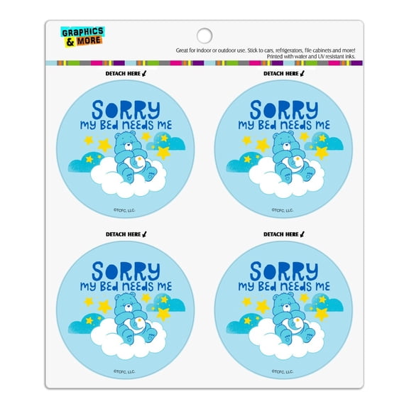 Care Bears Bedtime Bear My Bed Needs Me Refrigerator Fridge Locker Vinyl Circle Magnet Set
