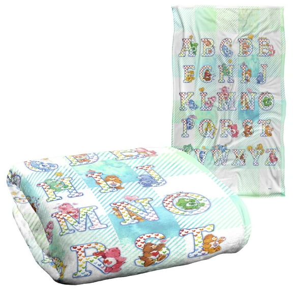 Care Bears Blanket, 36' x 58' Checkered Alphabet Silky Touch Super Soft Throw Blanket