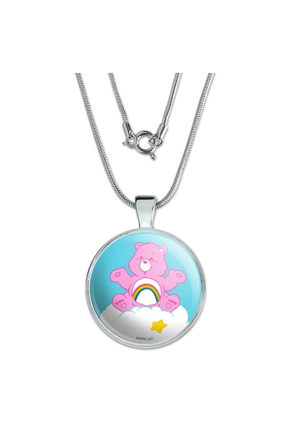 Cheer Bear 1" Pendant with Sterling Silver Plated Chain