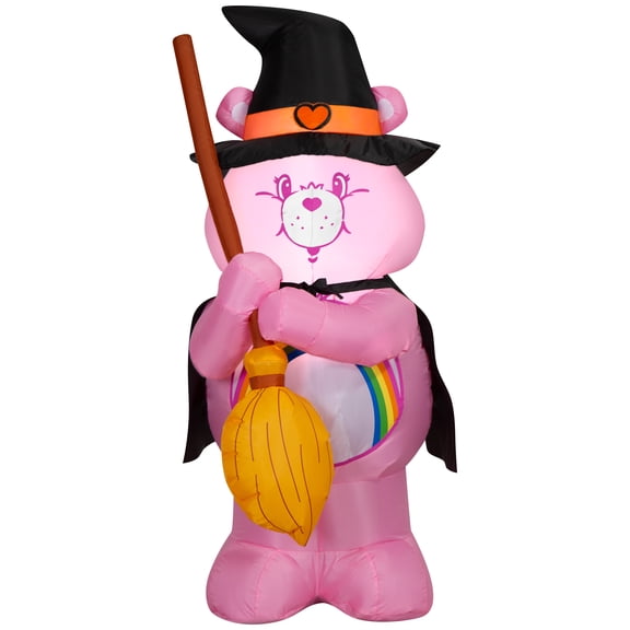 Care Bears Cheer Bear Airblown Inflatable as Witch with Broom, 3.5 ft Tall