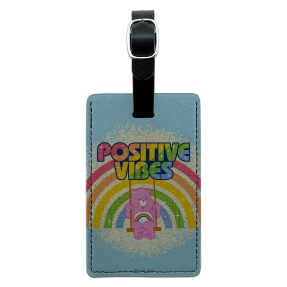 Care Bears Cheer Bear Positive Vibes Rectangle Leather Luggage Card Suitcase Carry-On ID Tag
