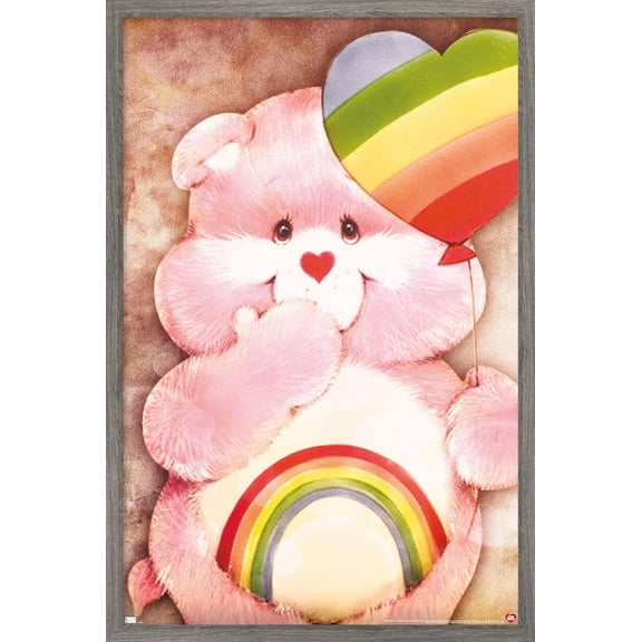 Care Bears - Cheer Bear Rainbow Balloon Wall Poster, 22.375" x 34" Framed