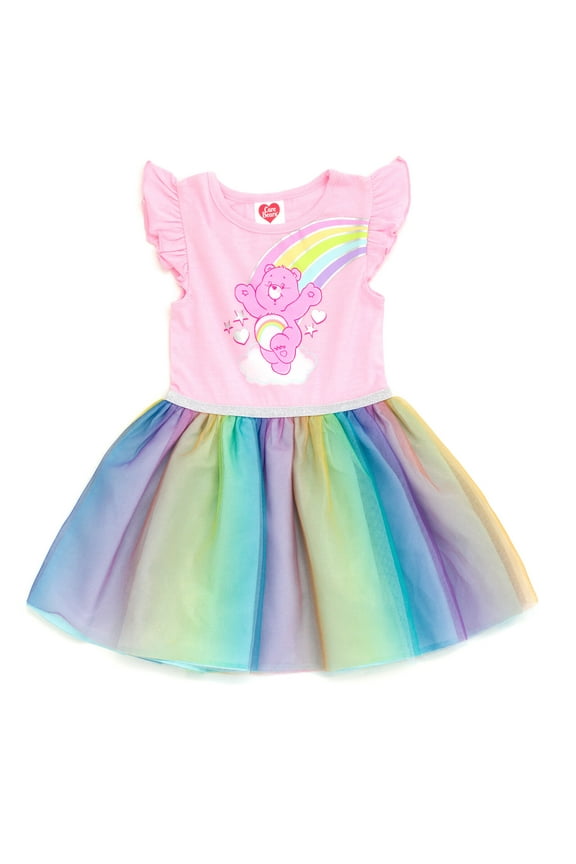 Cheer Bear Rainbow Tulle Dress Toddler to Big Kid