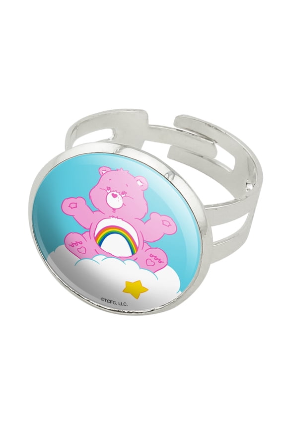 Care Bears Cheer Bear Silver Plated Adjustable Novelty Ring