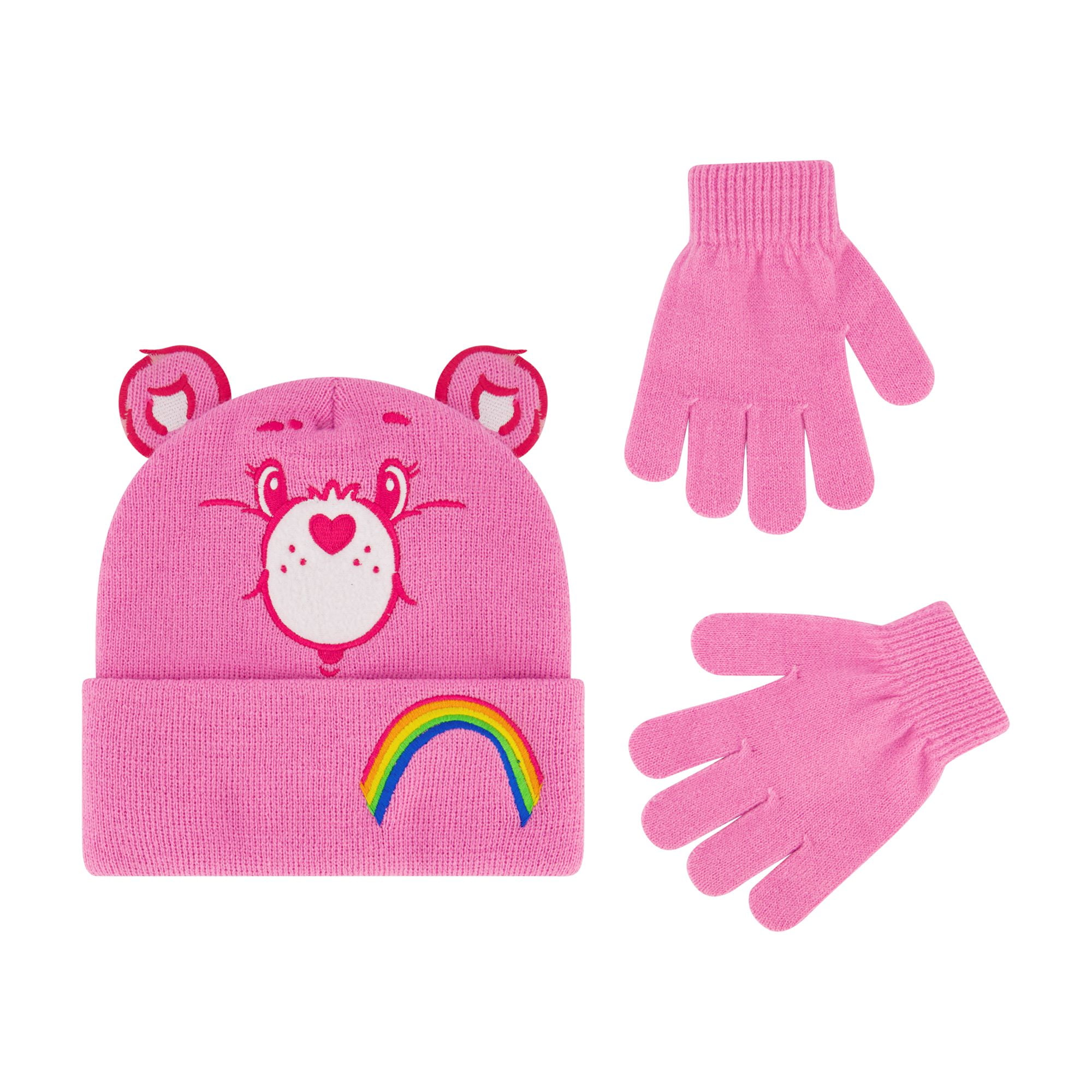 Care Bears Classic Cheer Bear Girls Beanie and Glove Set 2-Piece Set, One Size Fits Most