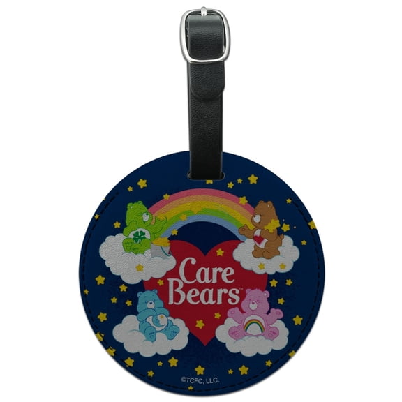 Care Bears Classic Logo Group Round Leather Luggage Card Suitcase Carry-On ID Tag