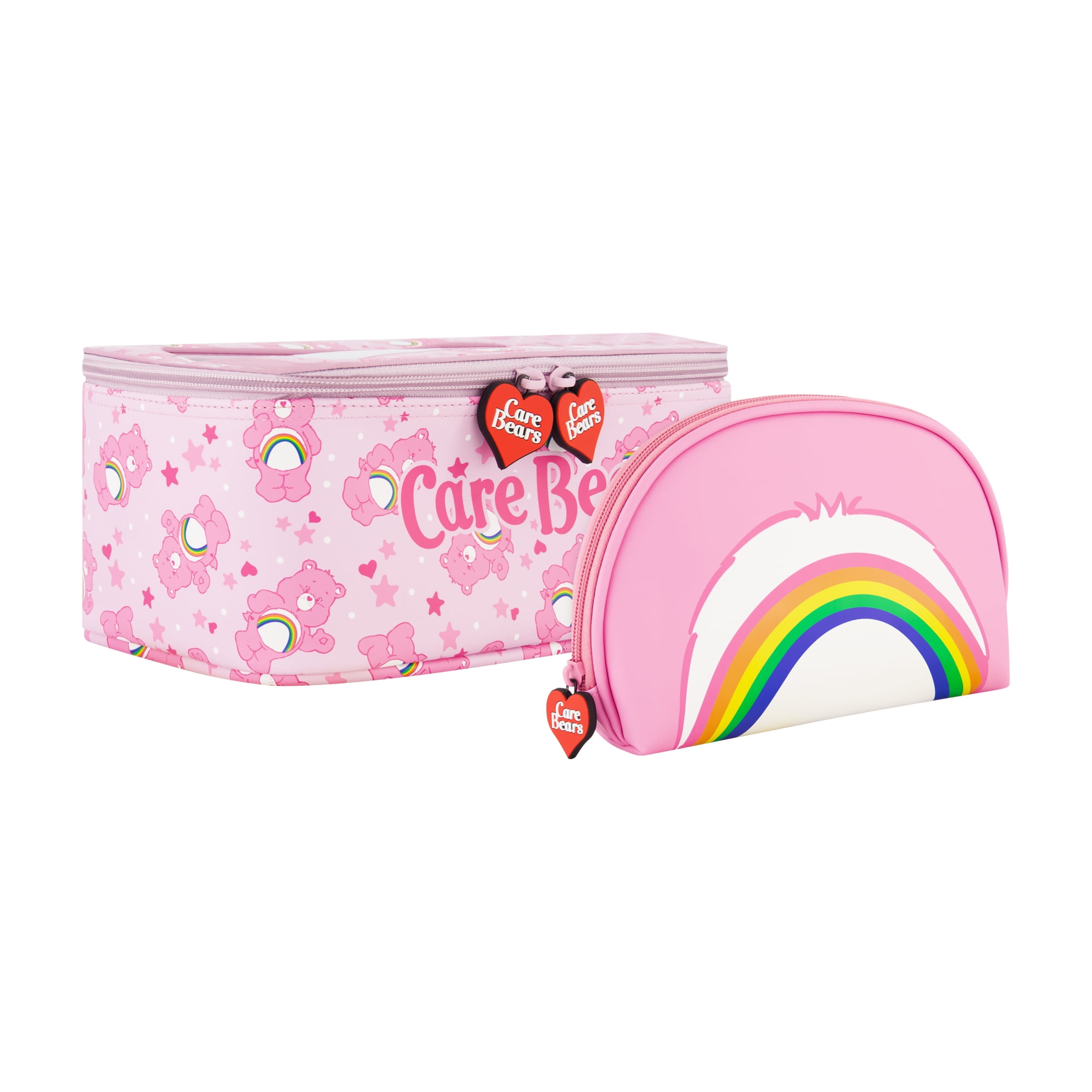 Care Bears Cosmetic Case Set, Rainbow and Cheer Bear 2-Piece Travel Cosmetic Carry Set with Zippers, Multi