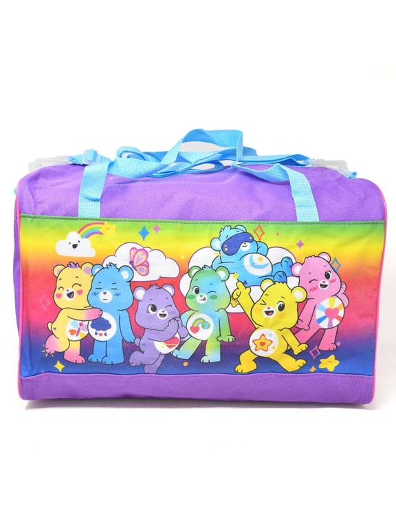 Kid's Purple Care Bears Duffle Bag, for Travel, School, Sports, Daycare, or Vacation