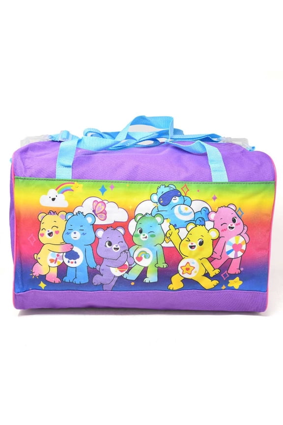 Kid's Purple Care Bears Duffle Bag, for Travel, School, Sports, Daycare, or Vacation