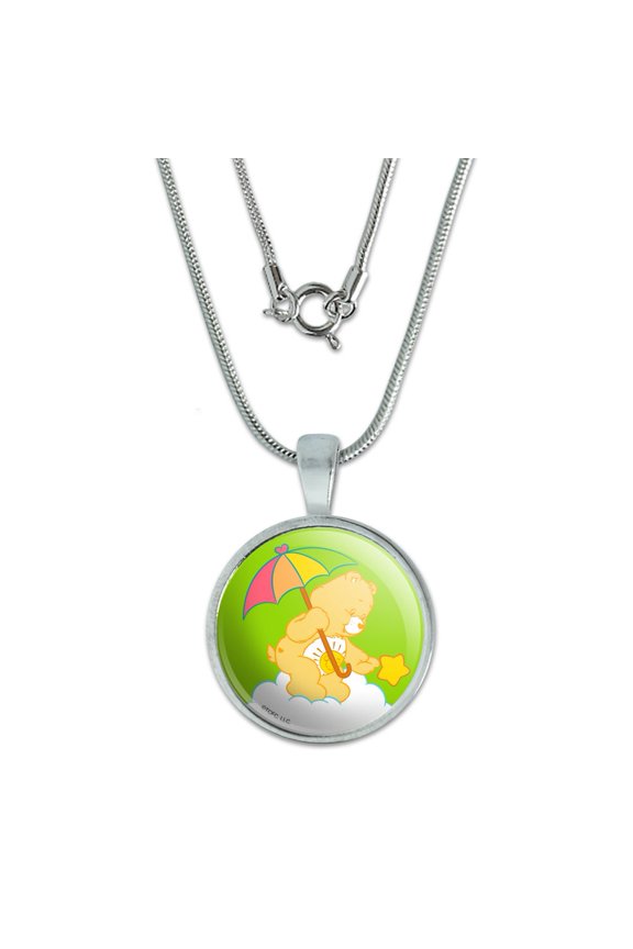 Care Bears Funshine Bear 0.75" Pendant with Sterling Silver Plated Chain