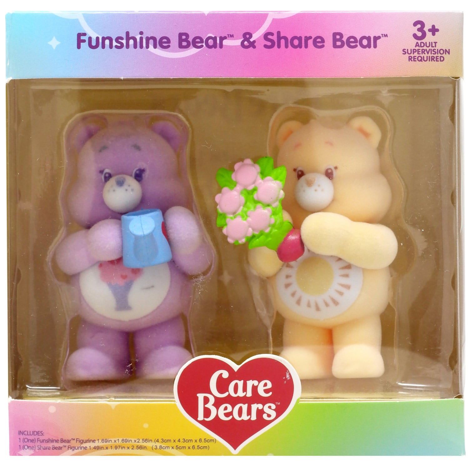 Care Bears Funshine Bear & Share Bear Mini Figure 2-Pack (Flocked