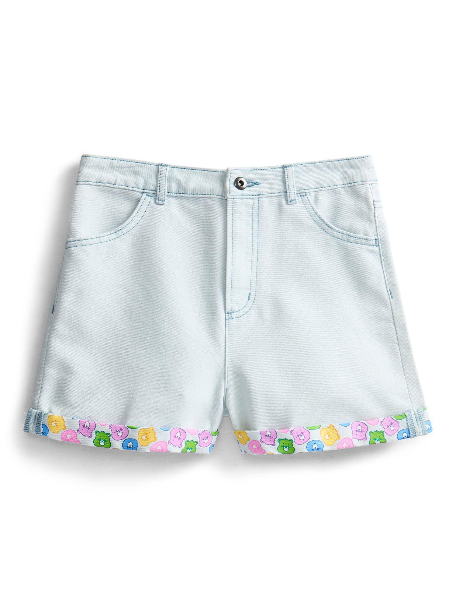 Care Bears Girls Graphic Print Cuff Denim Shorts, Sizes 4-16