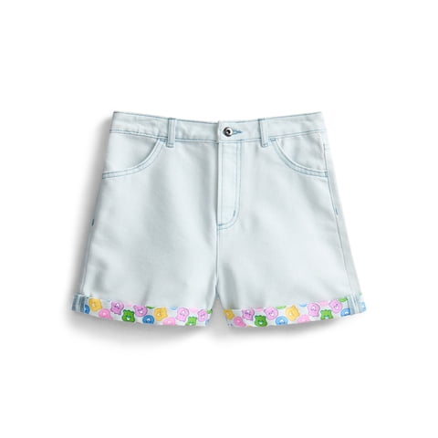 Girls Graphic Print Cuff Denim Shorts, Sizes 4-16