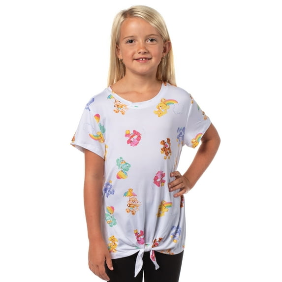 Care Bears Girl's Rainbow All Over Print Kids Short Sleeve T-Shirt