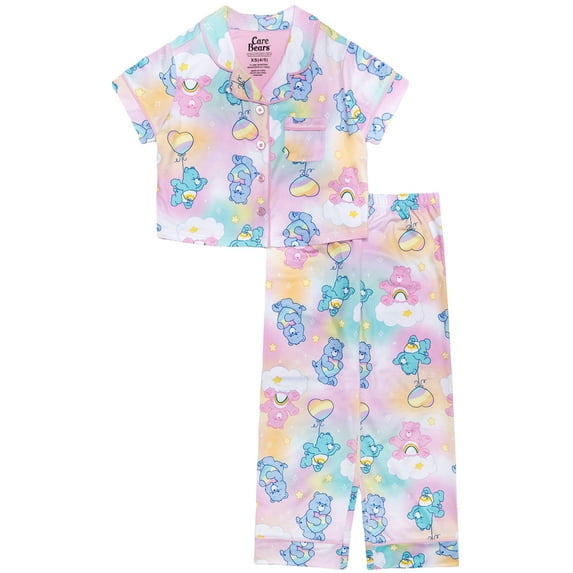 Care Bears Girls 2-Piece Jersey Short Sleeve Top and Pant Coat Pajama Set, Sizes 4-12