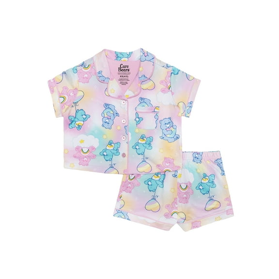 Care Bears Girls 2-Piece Jersey Short Sleeve Top and Short Coat Pajama Set, Sizes 4-12