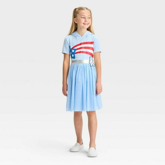 Care Bears Americana USA Flag Costume Dress with Hood for Girls, Medium 8