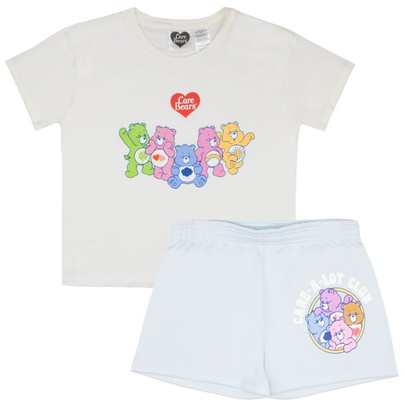 Care Bears Girls Casual 2-Piece Set - Short Sleeve Graphic T-Shirt and Shorts Bundle for Kids (Sizes 7-14)