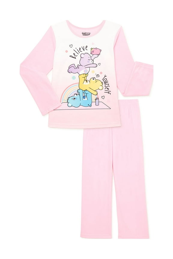 Girls Long Sleeve Top and Pants Pajama Sleep Set, 2-Piece, Sizes 4-12