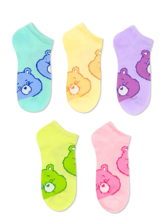 Girls No-Show Socks, 5-Pack, Sizes S/M-M/L