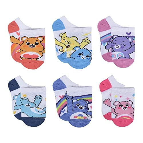 Care Bears Girls' No Show Socks, White, 45085