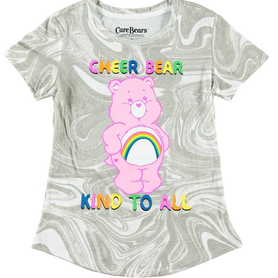Care Bears Girls Short Sleeve Crewneck T-Shirt- Sizes 4-16 White/Grey