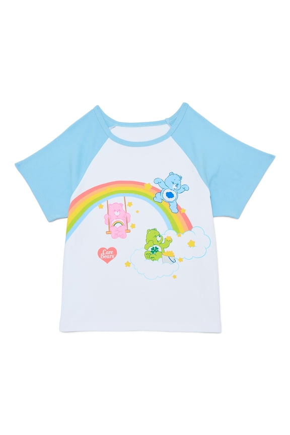 Girls Rainbow Rides Raglan Graphic Tee with Short Sleeves, Sizes 4-16