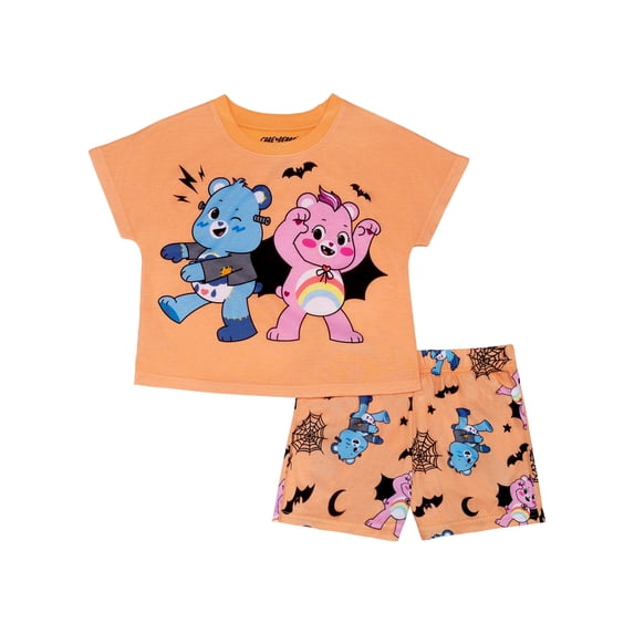 Care Bears Girls Short Sleeve Top and Short Pajama Set, 2-Piece, Sizes 4-12