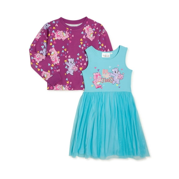 Care Bears Girls Tutu Dress with Pullover Sweatshirt, 2-Piece Set, Sizes 4-18