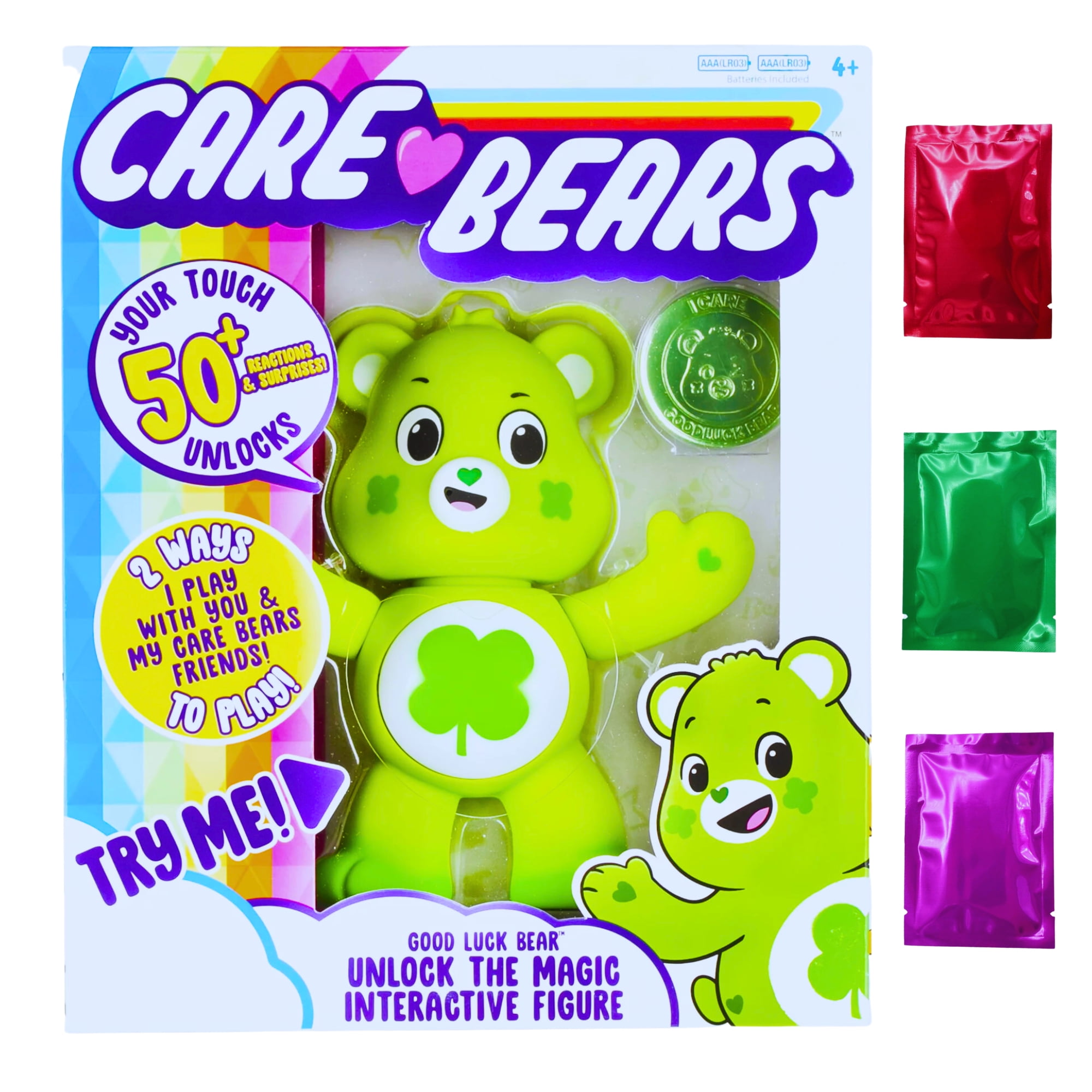 Care Bears Good Luck Bear, 5" Interactive Figure Your Touch Unlocks 50