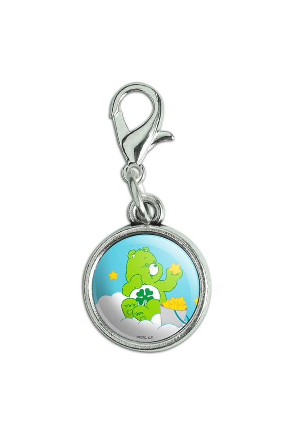 Care Bears Good Luck Bear Antiqued Bracelet Pendant Zipper Pull Charm with Lobster Clasp